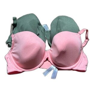 Primark Pink and Green Padded T-Shirt Bras - Duo Pack
